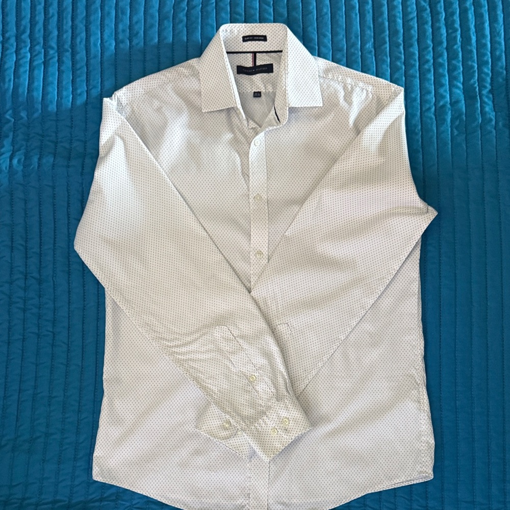 Tommy Hilfiger White Patterned Dress Shirt